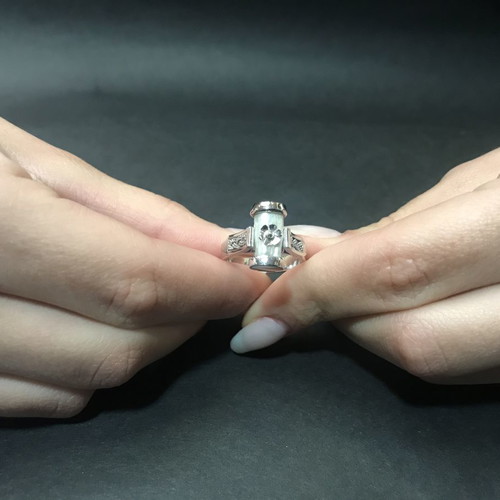 18k ring with pearl handmade from gold