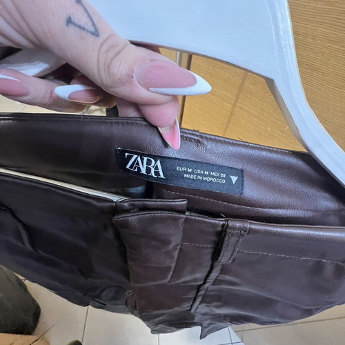 Zara leather pants large new, brown