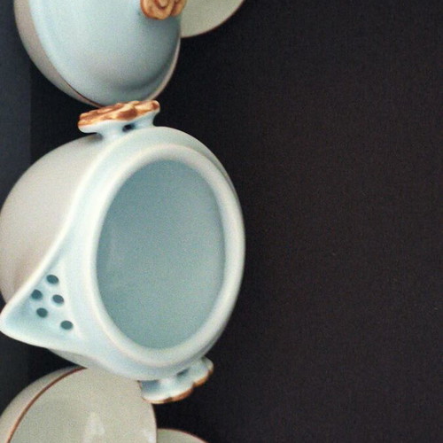Mini Chinese Kung Fu Celadon Porcelain Tea Set, 5 pieces