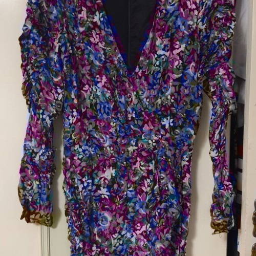 bershka purple floral dress bershka purple floral ruched bodycon slit dress S