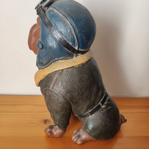Bulldog Pilot Bust Decorative Figurine like new, retro style