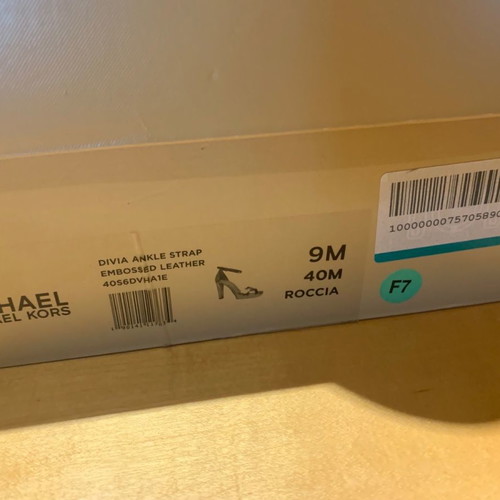 Michael Kors sandals new, grey, 12 cm stable heel, croco pattern