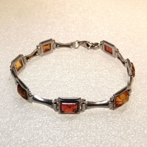 Silver bracelet 925 with amber, new