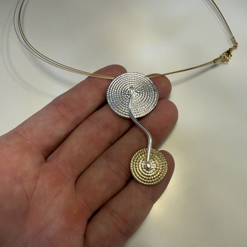 Handmade silver necklace Aeani Speira with gold plating new