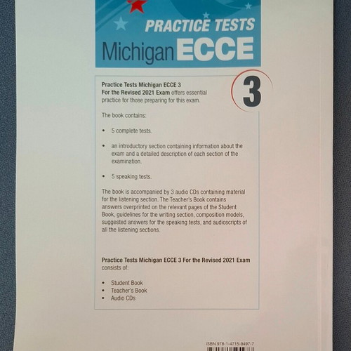 Practice Tests For The Michigan ECCE 3 Teacher's Book new