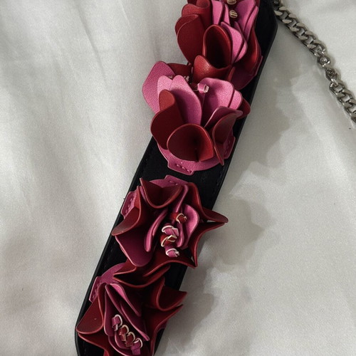 Black Crossbody Bag used with 3D Floral Chain Strap