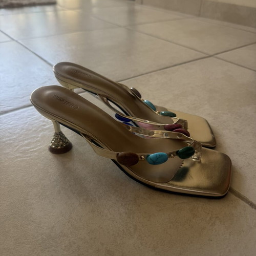 Embellished Heeled Sandals gold, like new, size 39