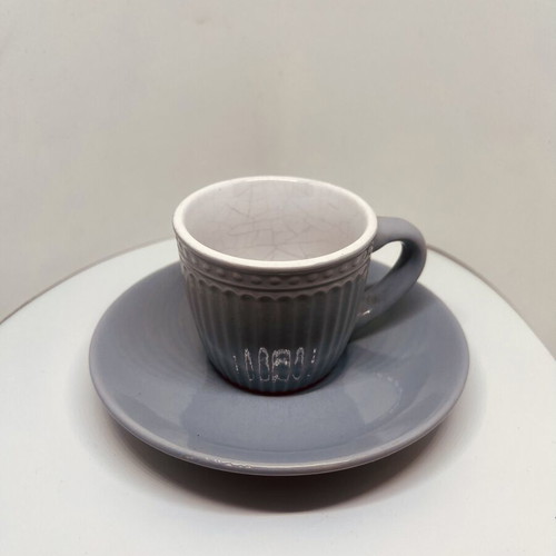 Set of two cups and saucers for Greek coffee or espresso, used