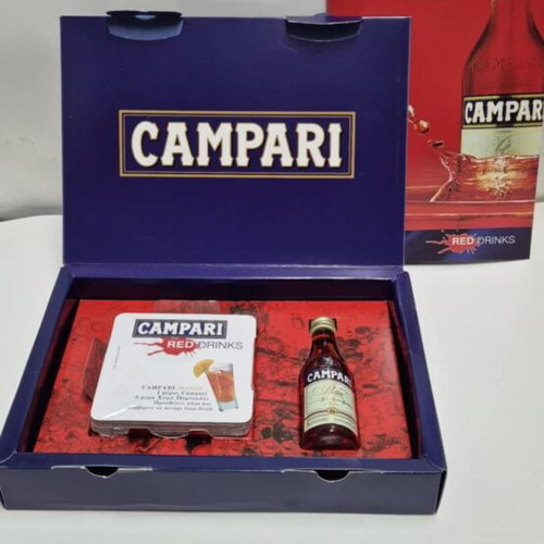 Campari collectible case with coaster and mini bottle new