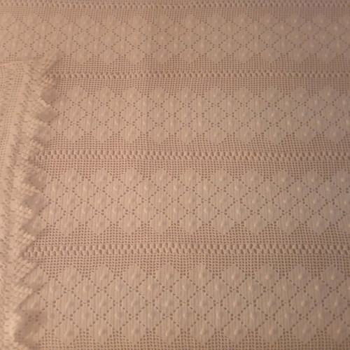 Handmade white crochet vintage blanket like new, 210x190 cm
