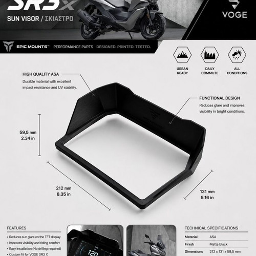 LCD screen visor for Voge SR3 3d Print