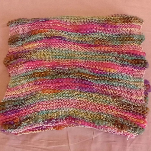 Colorful handmade knitted scarf like new, 38×1.40 m