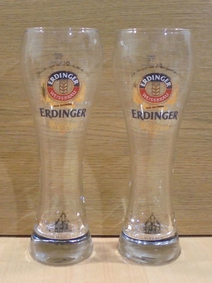 Erdinger μπίρα σετ δύο μεταχειριστικών διαφημιστικών ποτηριών 0.5l