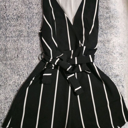 Striped playsuit S-M like new, black and white