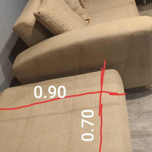 Corner sofa bed with pouf used, beige, 2.40×2.60 m