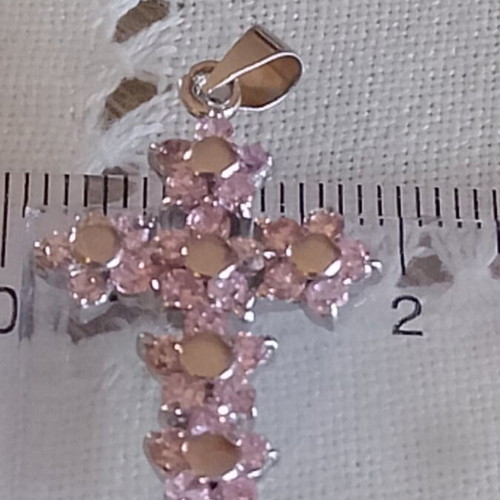 Silver Cross 925 with Pink Zirconia