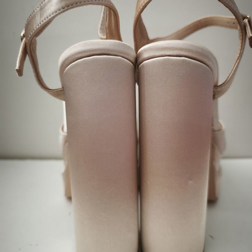 Satin high-heeled platform sandals size 40 beige new