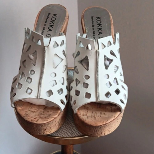 Kokka leather high-heeled mule with cork heel size 39