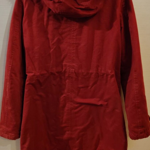 Parka jacket Large used, burgundy with hood and fluffy lining
