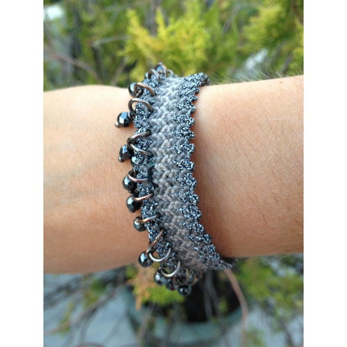 Antonia Karra Macrame bracelet with beads from hematite semiprecious stone new