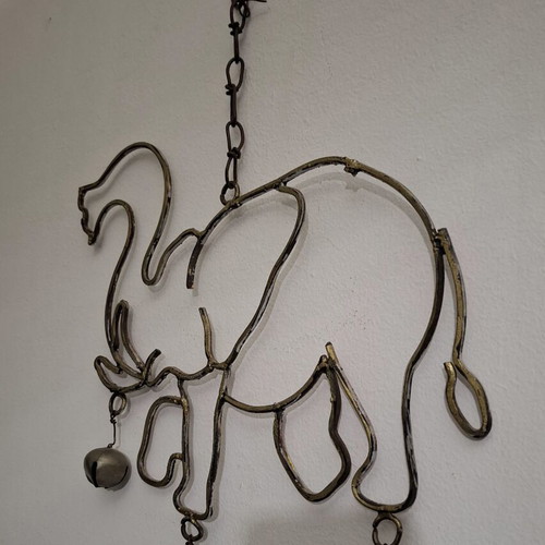 Handmade Metal Wall Decor Elephant Wind Chime used