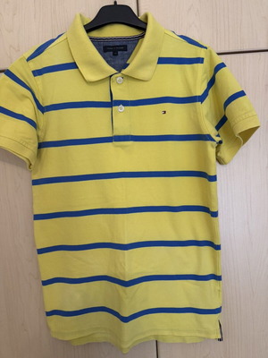 Tommy Hilfiger κοντομάνικη μπλούζα polo σε κίτρινο με μπλε ρίγες, S