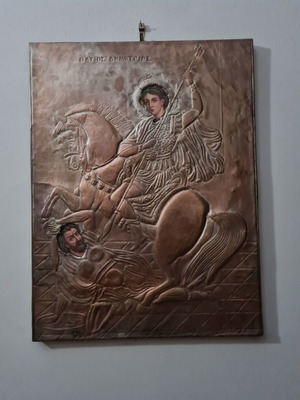 Saint Demetrios icon used, silver 42×32