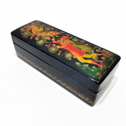 Russian lacquer box used with painting Ivan Tsarevich and the Firebird
