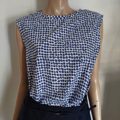 Max Mara sleeveless top blue and white XL
