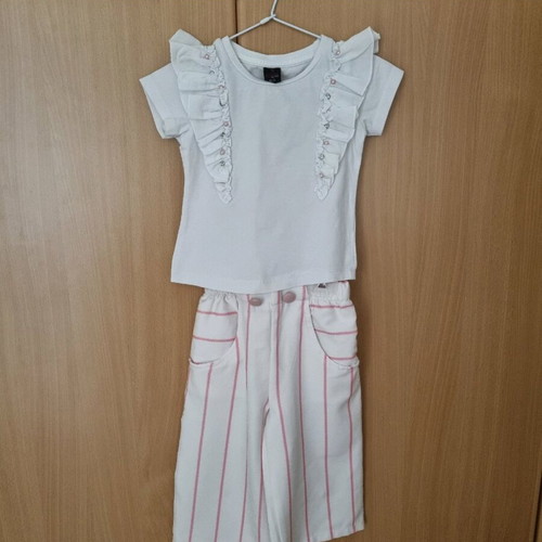 Girls' clothing set for 2 years like new, white and pink