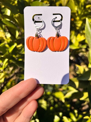 Handmade pumpkin earrings new, stainless steel and polymer clay