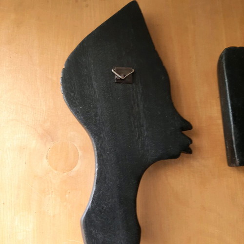African wooden couple figures used, ebony