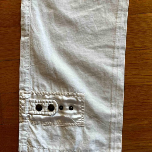 Beige straight-leg cargo pants with satin pockets like new, size S