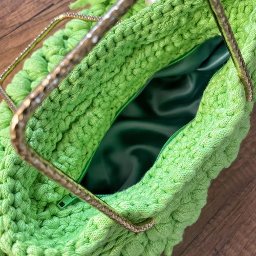 Handmade elegant handbag new, greenish color