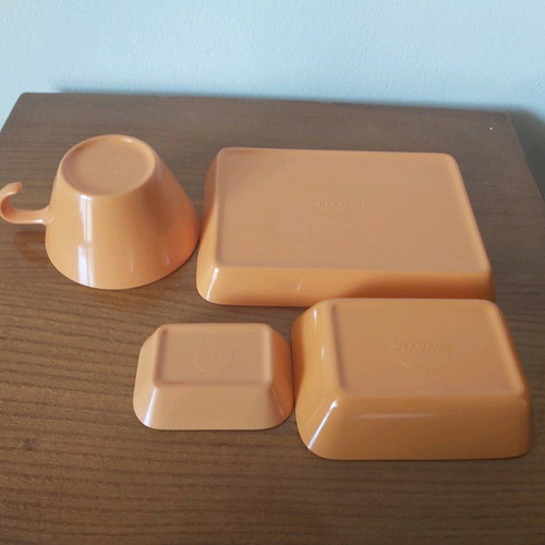 Olympic Airways serving set used, orange color