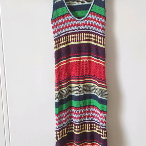 Knitted women's beach dress multicolored like new, size Small