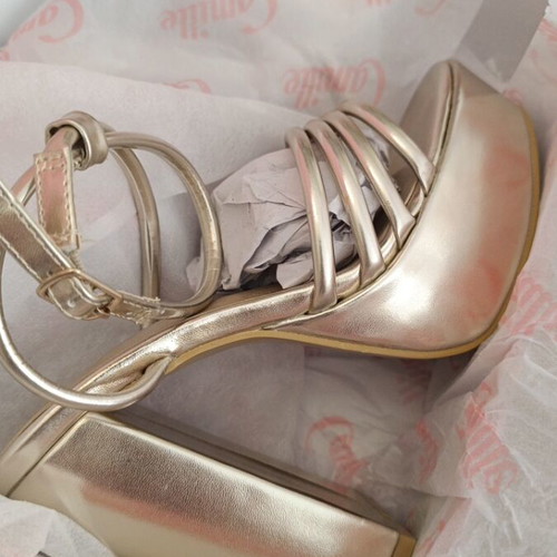 Camille gold sandals new with thick heel and platform