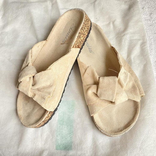 Slides women's beige with small platform, worn once, size 37
