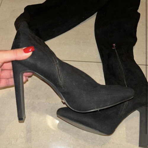 Suede high boots over the knee size 37 like new, black