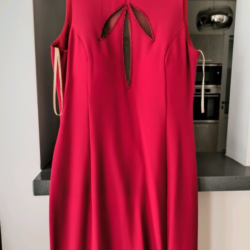 Maxi dress red new with bead design and sheer details