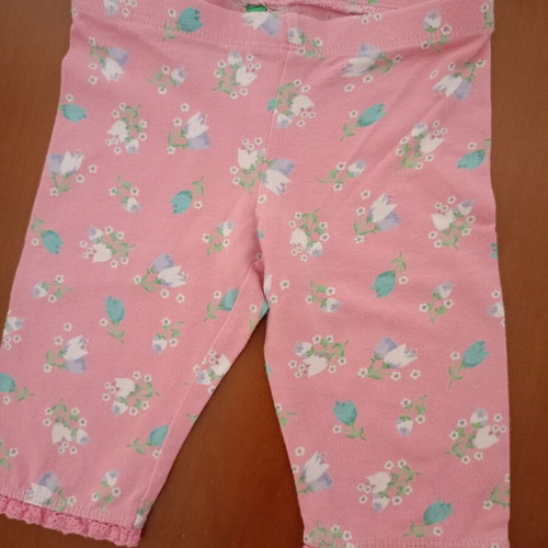 Benetton floral leggings used, pink with romantic lace, toddler size