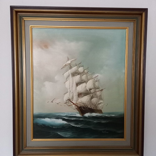 Oil painting with large frame 82×71 cm, signed artwork