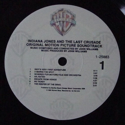 Indiana Jones And The Last Crusade Original Motion Picture Soundtrack vinyl used