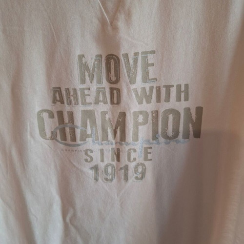 Champion women's t-shirt XL used, beige pink logo print