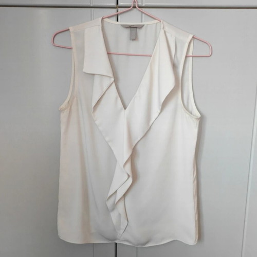 H&M Sleeveless Blouse Used, White, Size S