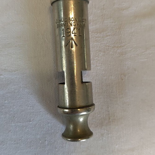 J. Hudson & Co. 1941 British Military Whistle, WWII Broad Arrow