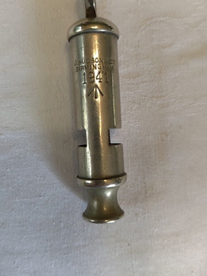 J. Hudson & Co. 1941 British Military Whistle, WWII Broad Arrow