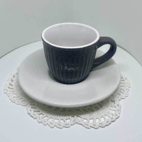 Set of two cups and saucers for Greek coffee or espresso, used