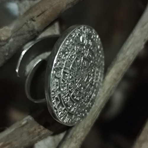 Adjustable Ring Disc of Phaistos new, vintage stock, silver color
