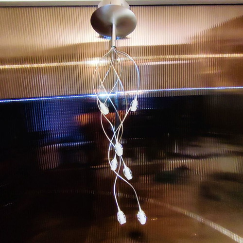 Medousa ceiling light like new, 7-light chrome with glass ends